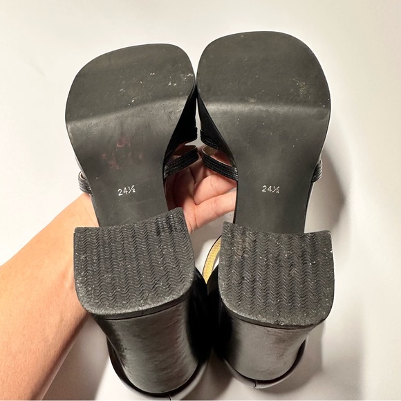 Black Leather Platform Mary Jane Pumps Chunky Block 3.5” Heel 24.5 cm /US 7- 7.5 - Picture 6 of 12